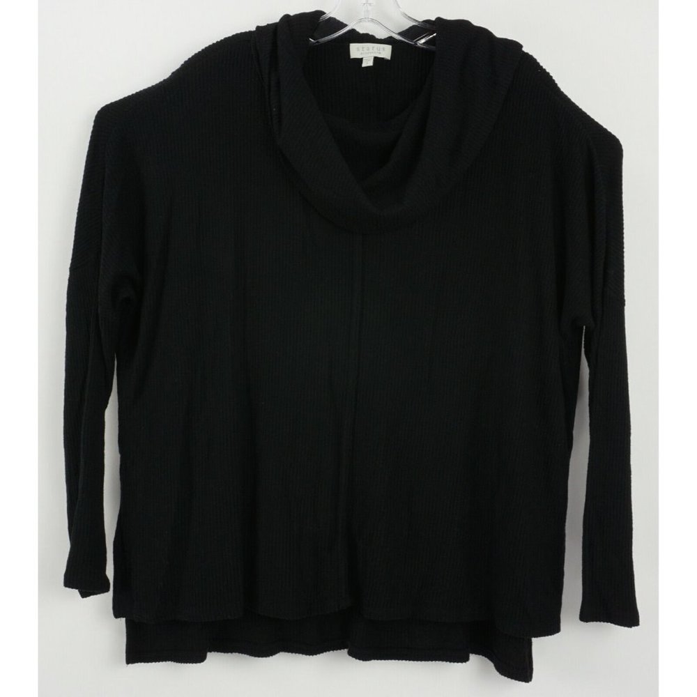 Status by Chenault Women's Small Oversized Black Front Seam Cowl Poncho Sweater